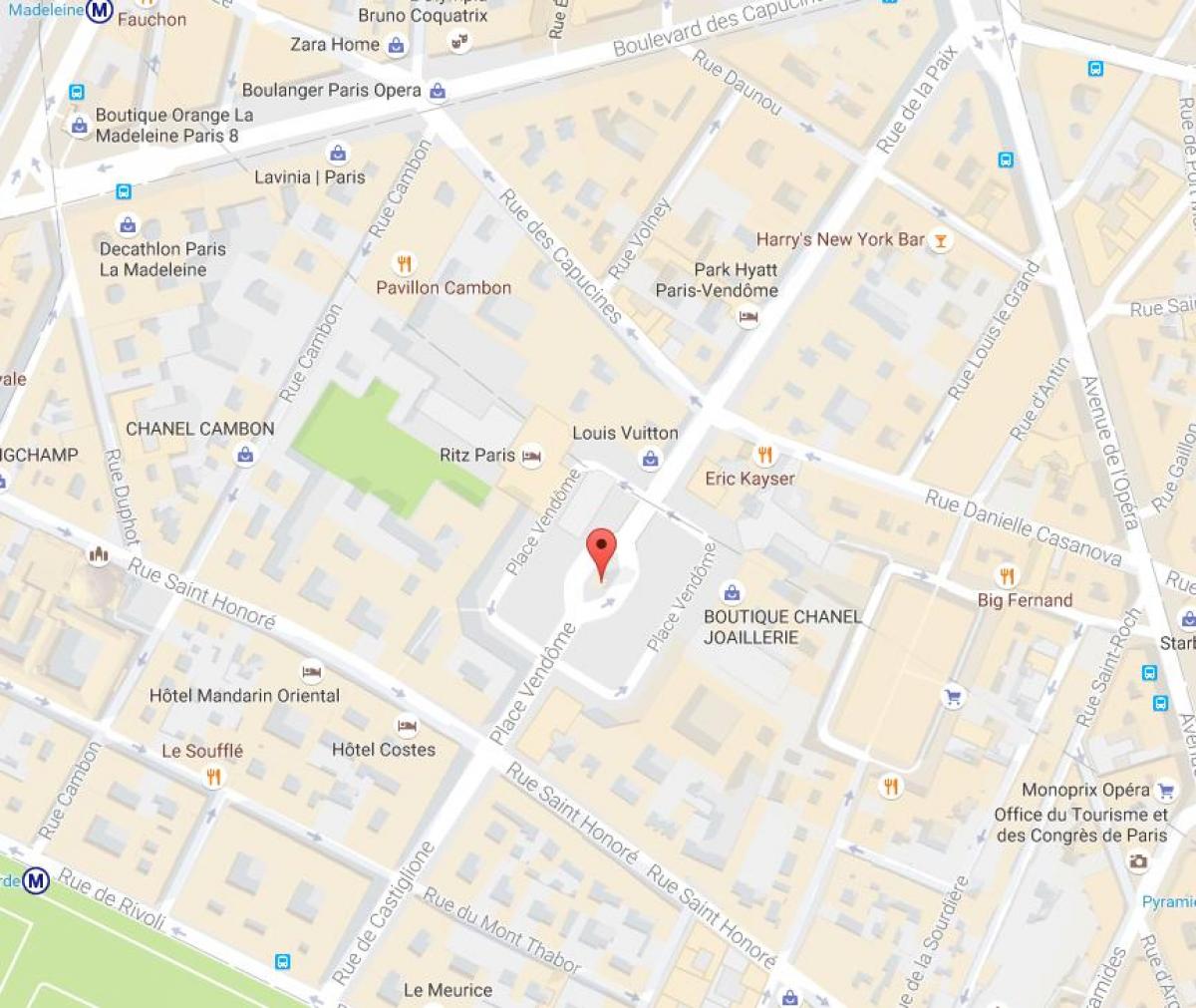 Газрын зураг, Газар Vendôme